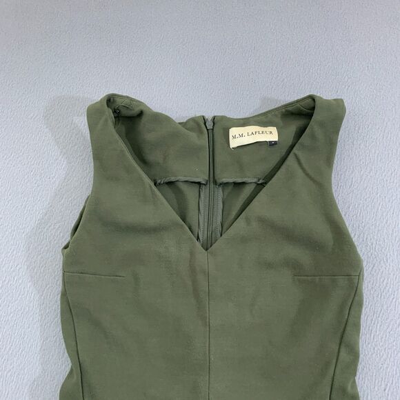 MM Lafleur Women 2 Rachel Dress Ponte Green Sleeveless Stretch Sheath Office - Picture 2 of 16